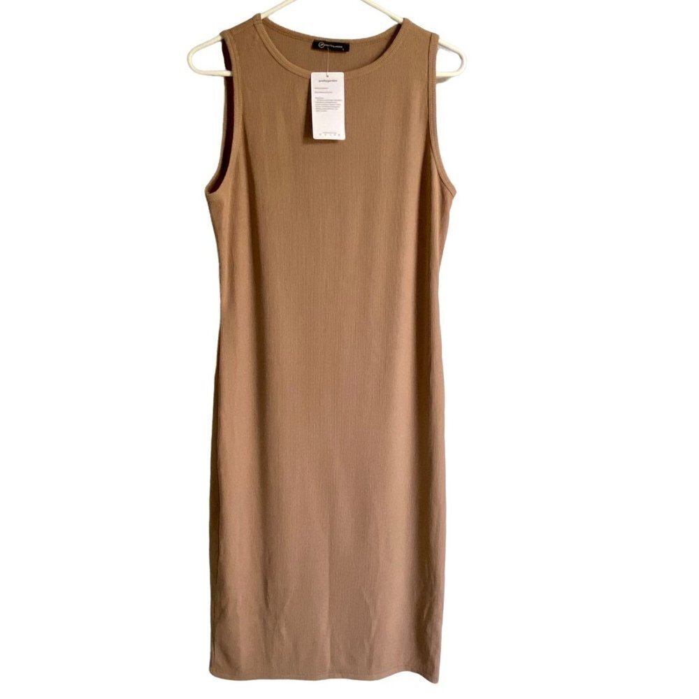 Prettygarden Midi Bodycon Sleeveless Casual Tank Top Dress Khaki Large N…